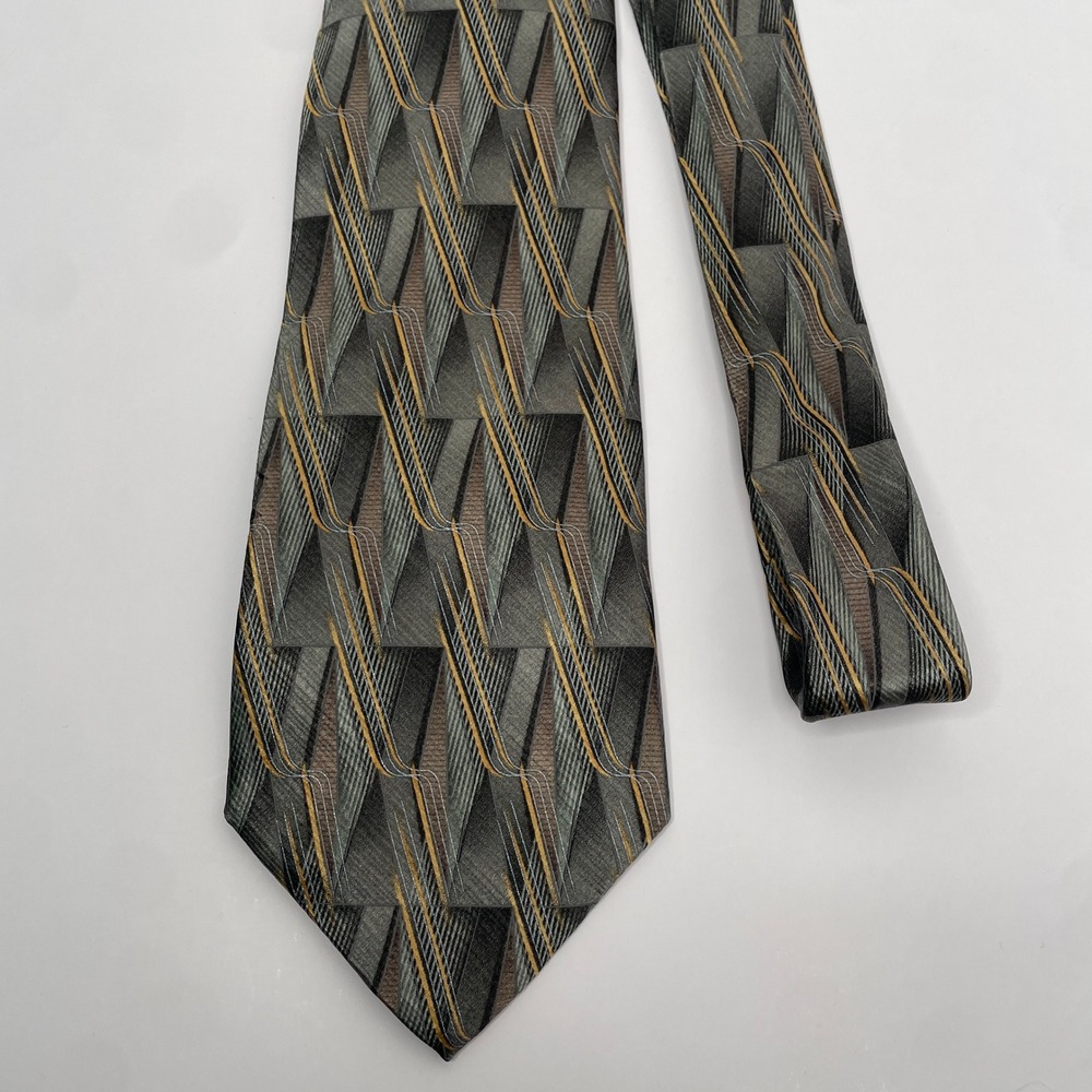 Umberto Bossi Gold Green Brown Men's Necktie Handmade 100% Silk 3.75"x 57"